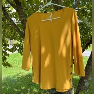 NY Collection Long Sleeve Yellow Blouse, size medium